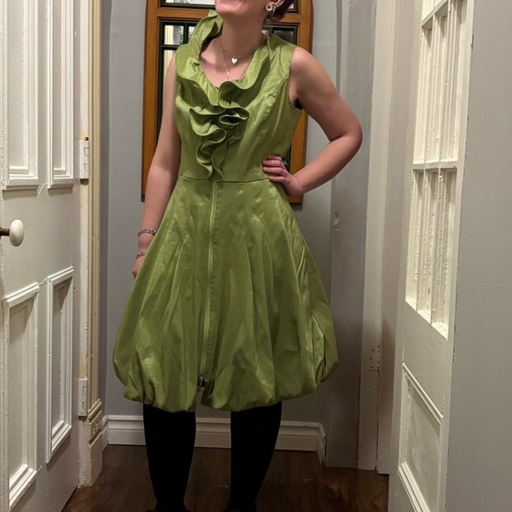 Frank Lyman - Chartreuse Green Ruffle Dress
